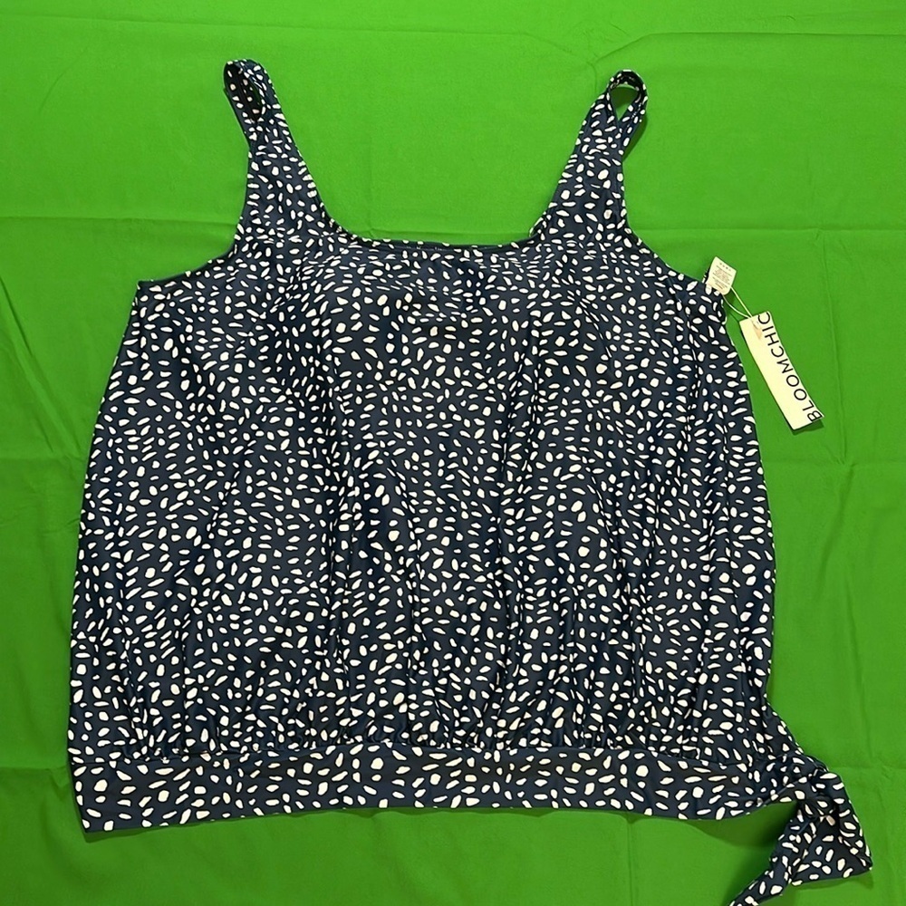 BloomChic Plus size  U Neck Ditsy Floral Patchwork Gathered Swim Top 4XL us 26